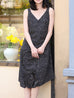 Dot Print V-neck Ruched Hem High/low Flowly Dress