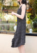 Dot Print V-neck Ruched Hem High/low Flowly Dress