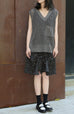Dot Print V-neck Ruched Hem High/low Flowly Dress