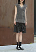 Dot Print V-neck Ruched Hem High/low Flowly Dress