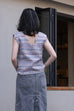 Zigzag Blue V-Neck Scalloped Tank Top