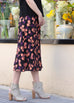Purple Flowers Print Layered Waist A-line Airy Midi Skirt