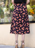 Purple Flowers Print Layered Waist A-line Airy Midi Skirt