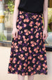 Purple Flowers Print Layered Waist A-line Airy Midi Skirt