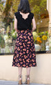 Purple Flowers Print Layered Waist A-line Airy Midi Skirt
