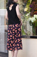 Purple Flowers Print Layered Waist A-line Airy Midi Skirt