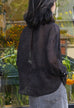 Black/Pink Dots Pleated Collar Flared Cuff Silky Blouse