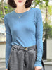 Soft Sky Blue Cotton Rayon Blend Basic Jumper