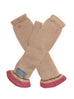 Beige Pink Heart/ Logo Embroidered Ruffle Knitted Mittens