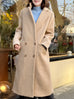 Dark Beige Handy Pockets Right-Fit Pure Wool Long Coat