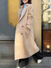 Dark Beige Handy Pockets Right-Fit Pure Wool Long Coat