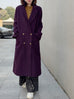 Beloved Purple Handy Pockets Right-Fit Pure Wool Long Coat