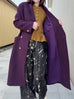 Beloved Purple Handy Pockets Right-Fit Pure Wool Long Coat