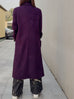 Beloved Purple Handy Pockets Right-Fit Pure Wool Long Coat