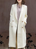 Creamy White Handy Pockets Right-Fit Pure Wool Long Coat