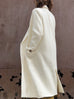 Creamy White Handy Pockets Right-Fit Pure Wool Long Coat