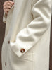 Creamy White Handy Pockets Right-Fit Pure Wool Long Coat