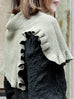 Misty Sage Ruffle Trims High Neck Knitted Cape Warmer