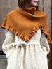 Toffee Caramel Ruffle Trims High Neck Knitted Cape Warmer