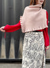 Beige Pink Ruffle Trims High Neck Knitted Cape Warmer