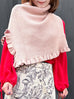 Beige Pink Ruffle Trims High Neck Knitted Cape Warmer