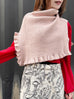 Beige Pink Ruffle Trims High Neck Knitted Cape Warmer