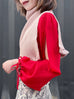 Beige Pink Ruffle Trims High Neck Knitted Cape Warmer