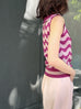 Pink Shades Contrast Wavey Ruffle Collar Summer Knit Top