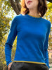 Blue/ Yellow Scalloped Double Collar Cashmere Woollen Jumper