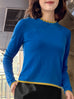 Blue/ Yellow Scalloped Double Collar Cashmere Woollen Jumper