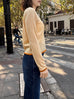 Custard/ Orange Scalloped Double Collar Cashmere Woollen Jumper