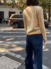 Custard/ Orange Scalloped Double Collar Cashmere Woollen Jumper