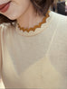 Custard/ Orange Scalloped Double Collar Cashmere Woollen Jumper