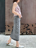 Faded Grey Asymmetrical Waist A-lined Panelled Skirt