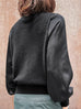 Black Silky Balloon Sleeves Cashmere Woollen Scalloped Cardigan