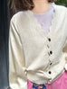 Ivory Silky Balloon Sleeves Cashmere Woollen Scalloped Cardigan