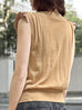 Camel Layered Ruffle Collared Cashmere Woollen Knit Top