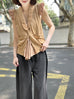 Camel Layered Ruffle Collared Cashmere Woollen Knit Top