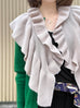 Pinkish Beige Luxe Cashmere Ruffle Collar Wrap