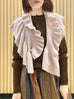 Pinkish Beige Luxe Cashmere Ruffle Collar Wrap