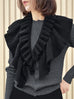 Classic Black Luxe Cashmere Ruffle Collar Wrap