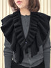 Classic Black Luxe Cashmere Ruffle Collar Wrap