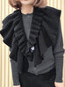 Classic Black Luxe Cashmere Ruffle Collar Wrap