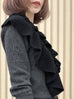 Classic Black Luxe Cashmere Ruffle Collar Wrap