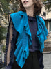 Bright Blue Luxe Cashmere Ruffle Collar Wrap