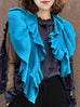 Bright Blue Luxe Cashmere Ruffle Collar Wrap