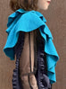 Bright Blue Luxe Cashmere Ruffle Collar Wrap