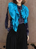 Bright Blue Luxe Cashmere Ruffle Collar Wrap