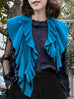 Bright Blue Luxe Cashmere Ruffle Collar Wrap