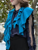 Bright Blue Luxe Cashmere Ruffle Collar Wrap